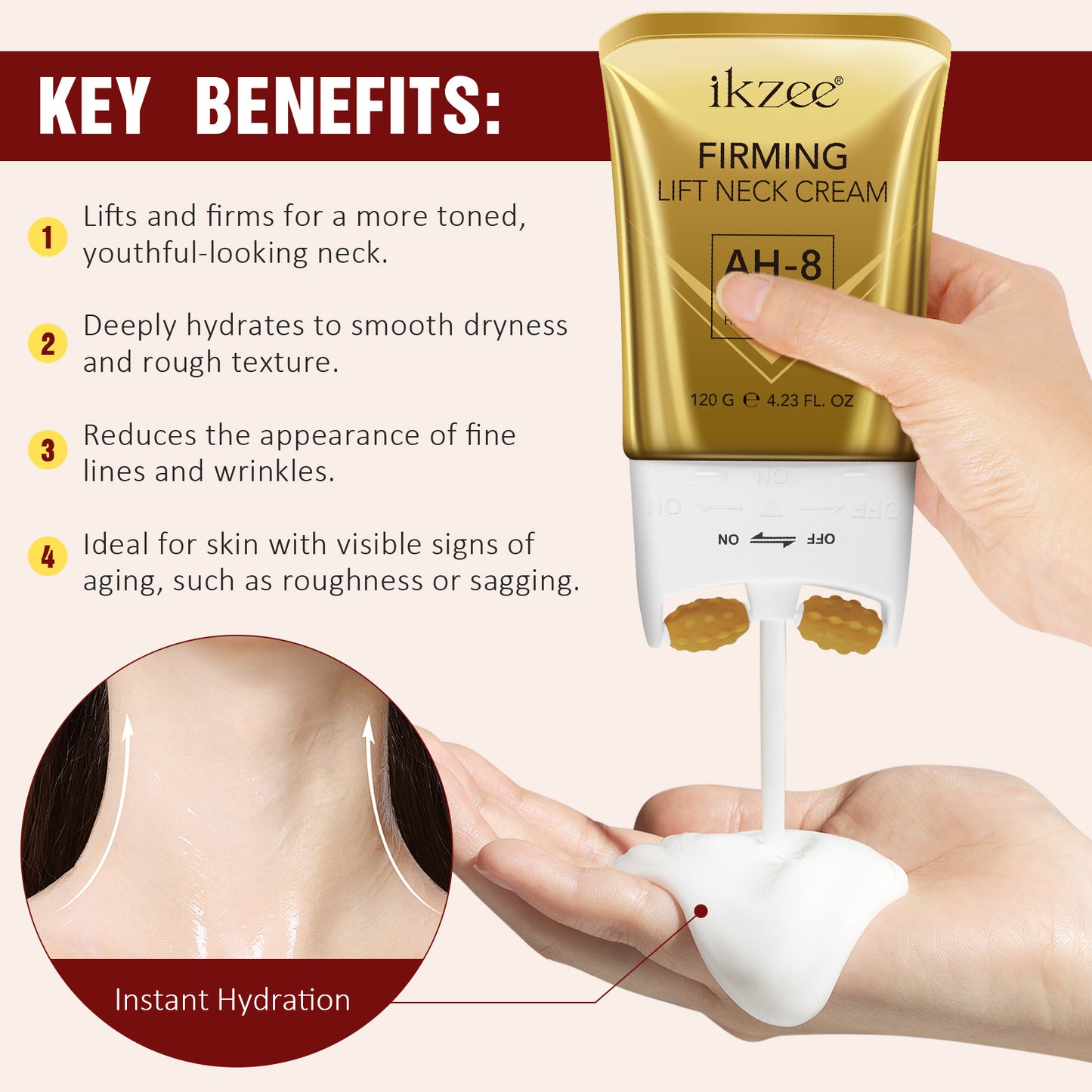 IKZEE Neck Massage Cream – Tighten, Moisturize & Nourish Skin